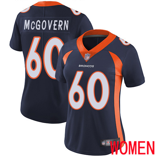 Women Denver Broncos 60 Connor McGovern Navy Blue Alternate Vapor Untouchable Limited Player Football NFL Jersey